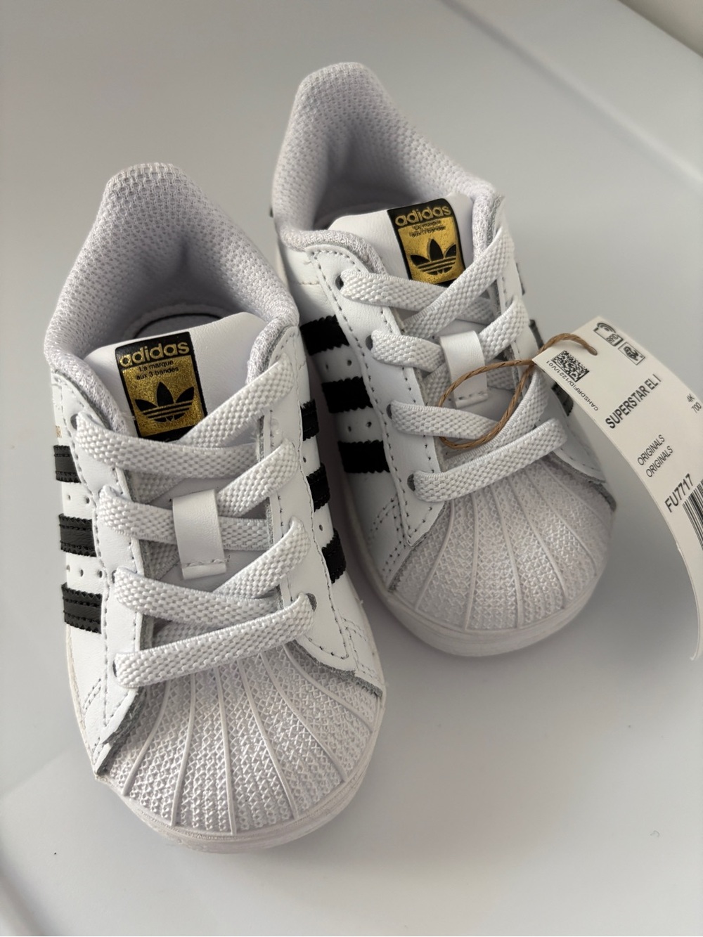 adidas White and Black Baby Superstar Sneakers